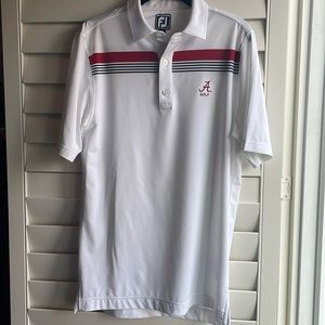 Footjoy Mens performance fabric golf shirt with University of Alabama script A